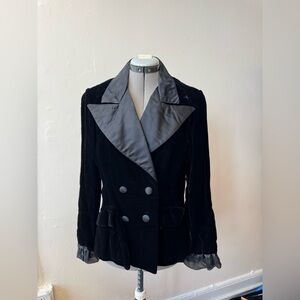 Lillie Rubin Black Velvet Blazer with Gray Satin Collar